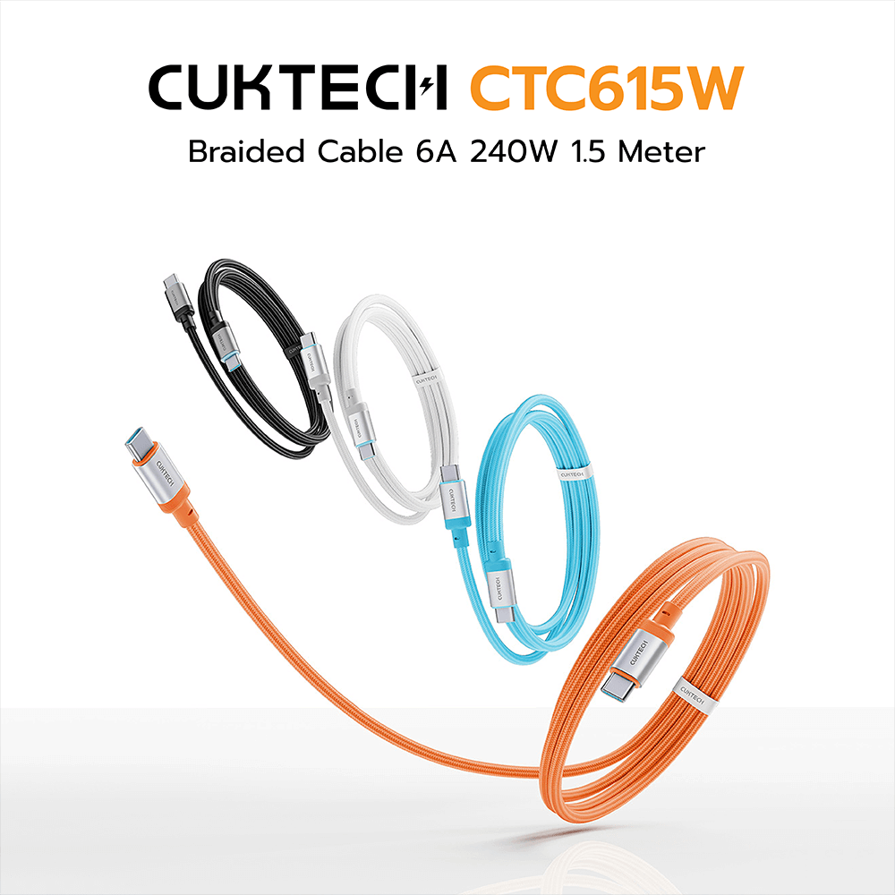 สายชาร์จเร็ว CUKTECH รุ่น CTC615W 6A 240W USB-C ยาว 1.5 ม. สีขาว (รองรับการชาร์จ PD3.1)_1